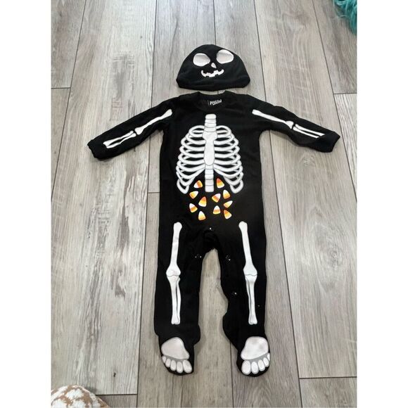 Modern Hero Baby Skeleton with candy corn in the belly two piece Halloween costu - Picture 2 of 10